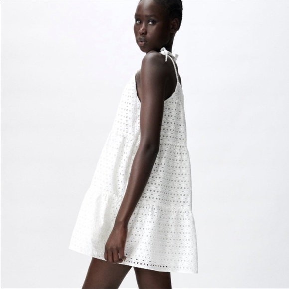 Zara | Dresses | Zara White Dress With Cutwork Embroidery Xs | Poshmark